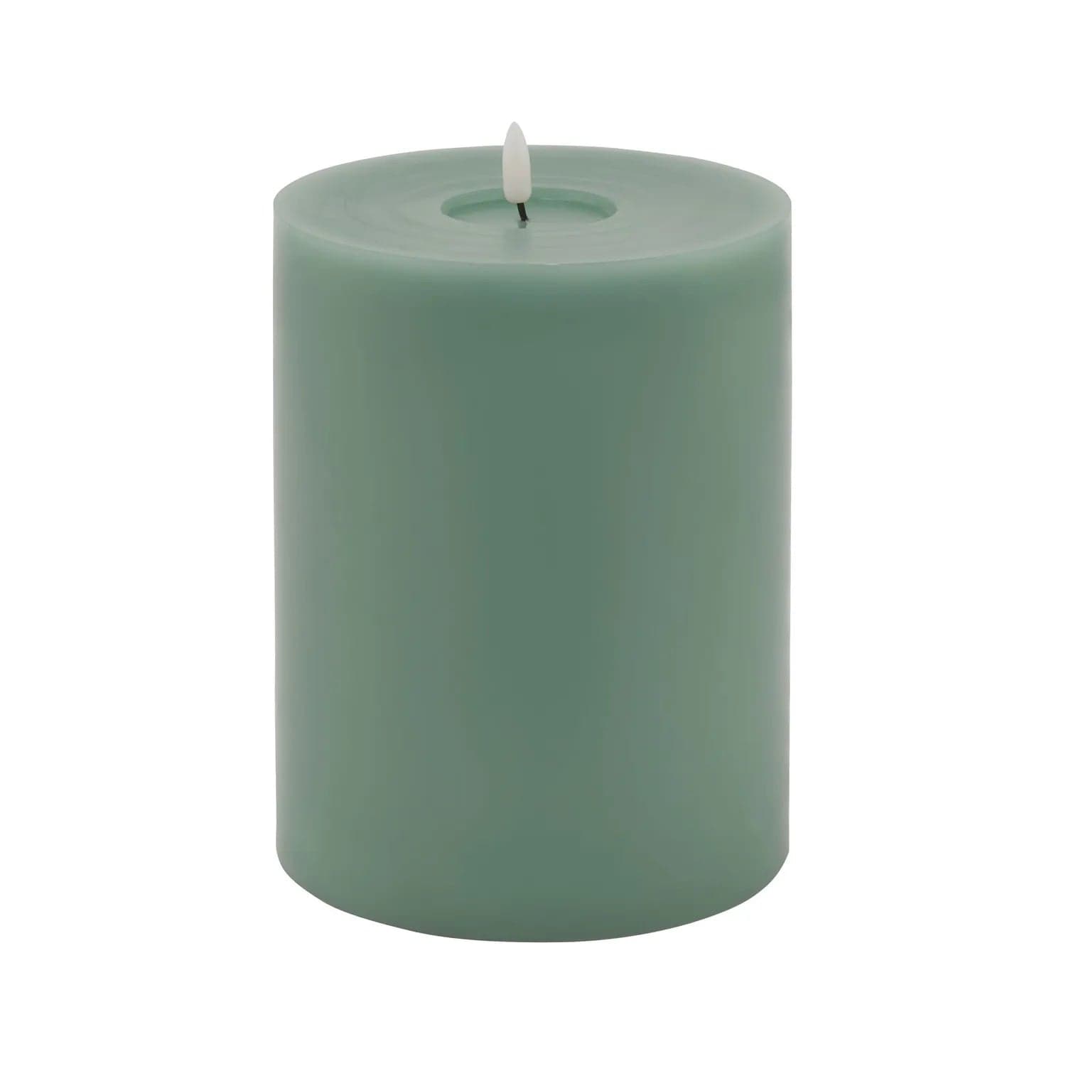 Sage Green LED Pillar Candle with Flickering Flame 20x15cm