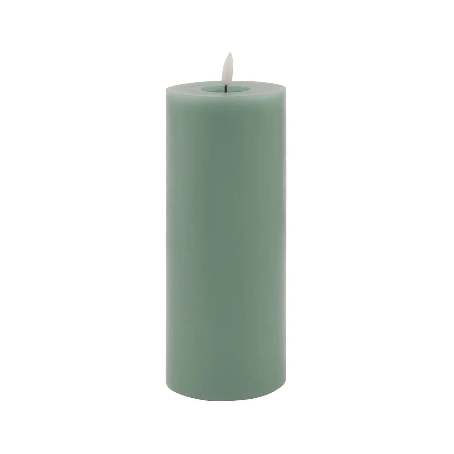 Sage Green LED Pillar Candle with Flickering Flame 23x9cm