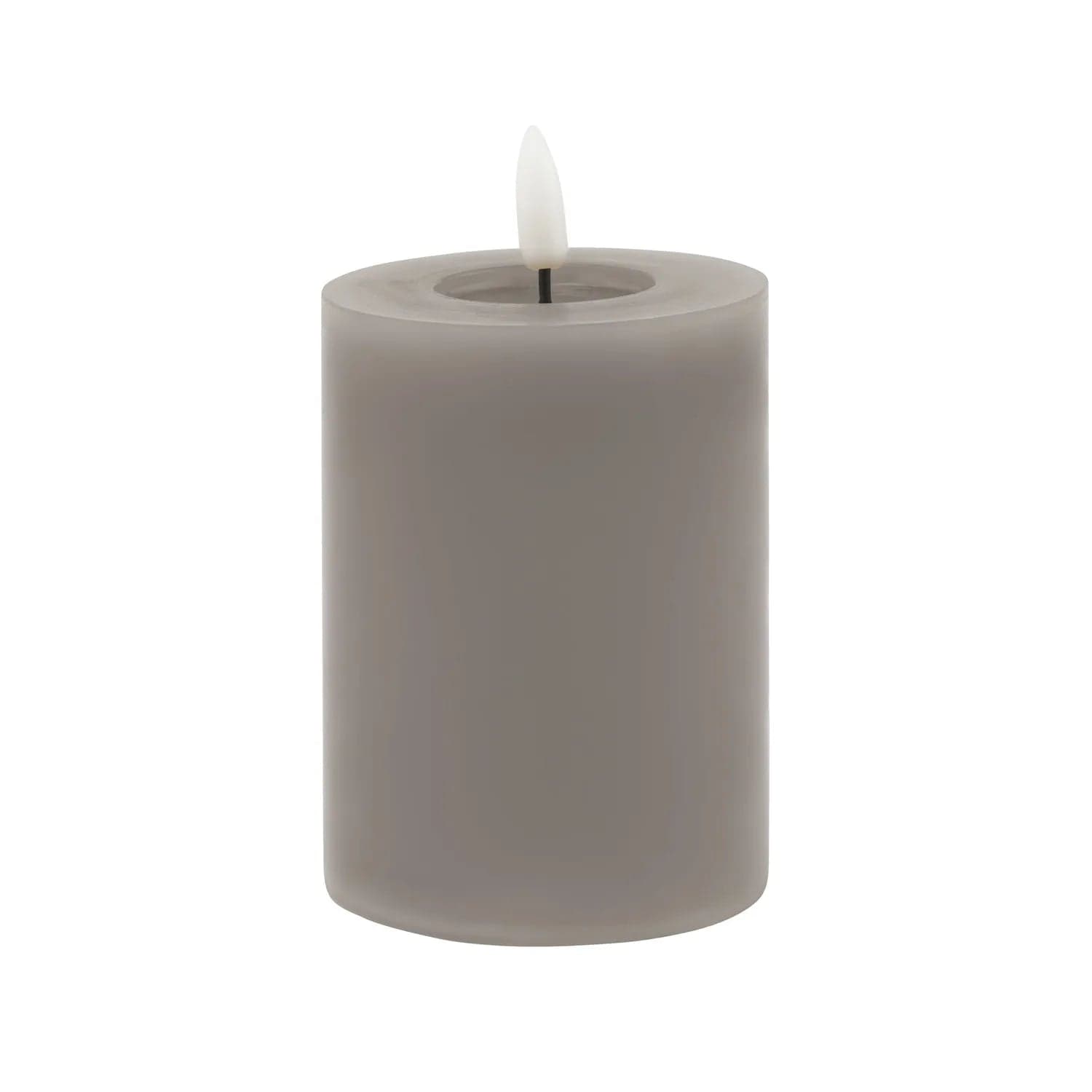 Grey LED Pillar Candle with Flickering Flame 10x8cm