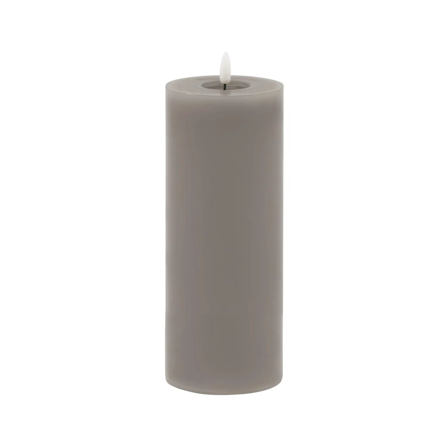 Grey LED Pillar Candle with Flickering Flame 23x9cm